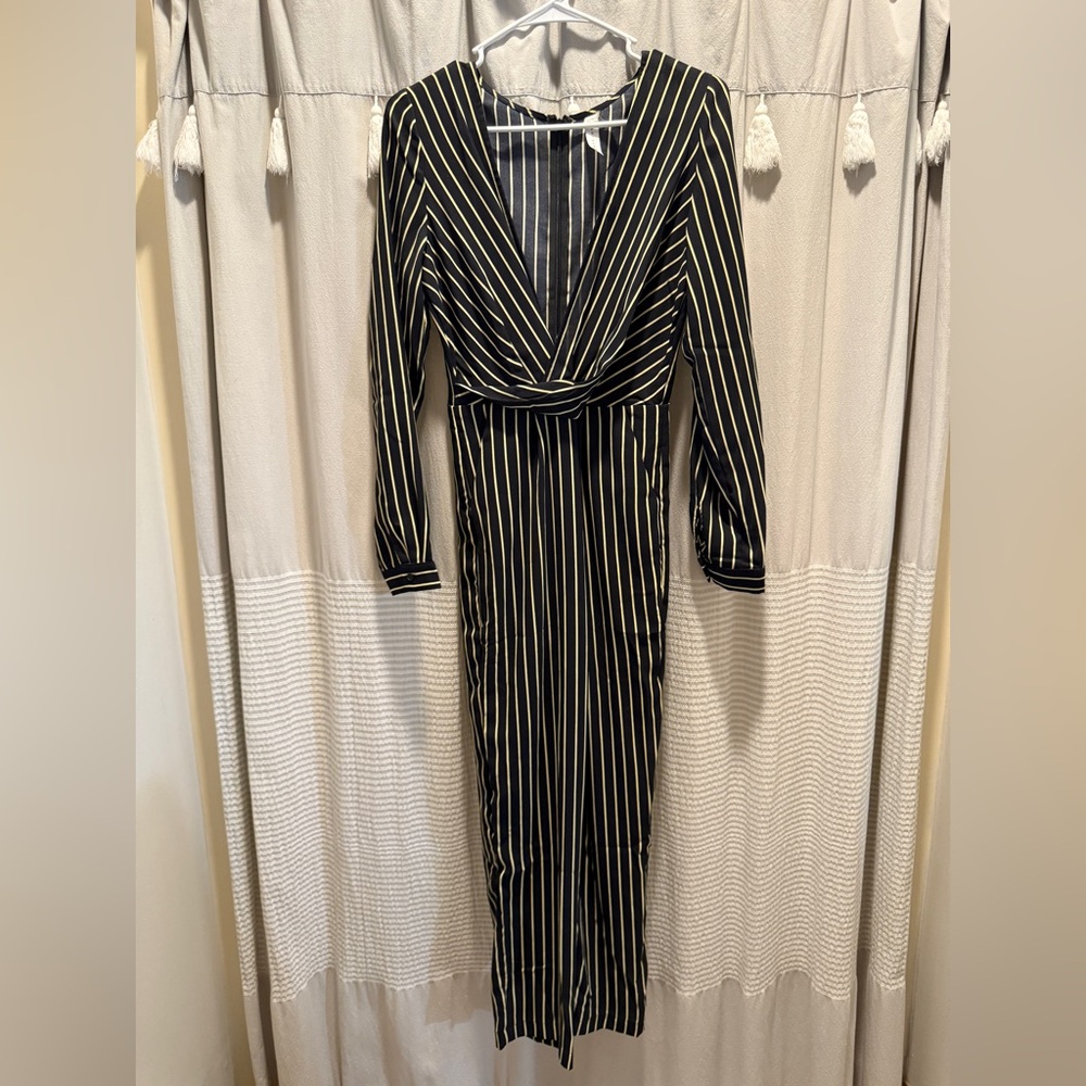 New Black and White Striped Jumpsuit